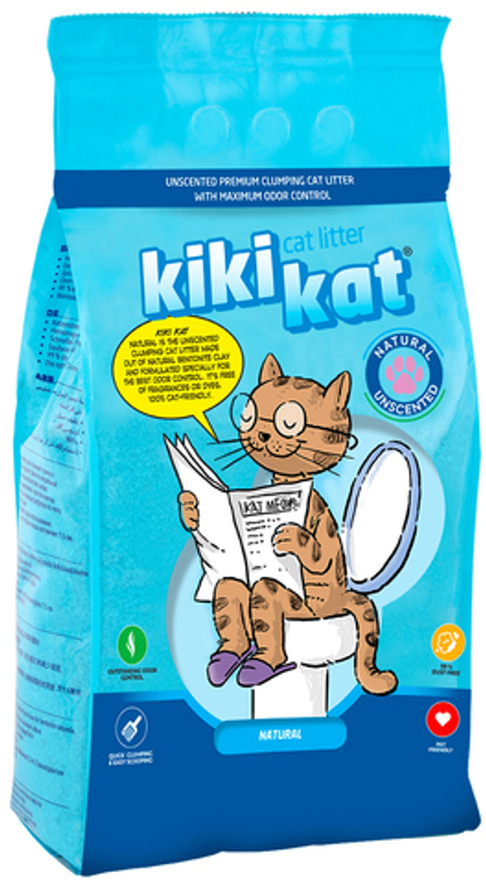 Бентонитовый наполнитель для кошачьего туалета "KikiKat" супер-белый комкующийся 5л