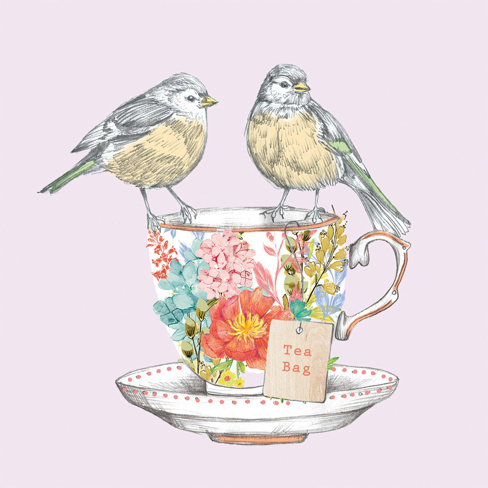 Салфетки бумажные 20шт Paperproducts Design Tea for Two Birds