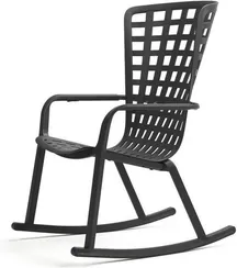 Кресло-качалка Folio черное с зеленой подушкой