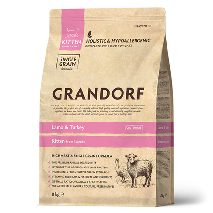 Сухой корм GRANDORF CAT Lamb&Turkey KITTEN ягненок с индейкой для котят 8 кг
