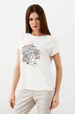 22857 Джемпер женский (молочный с дымчато-розовой печатью)