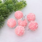 Новогодние шары «Воздушные перья» 4 см (набор 6 шт), розовый