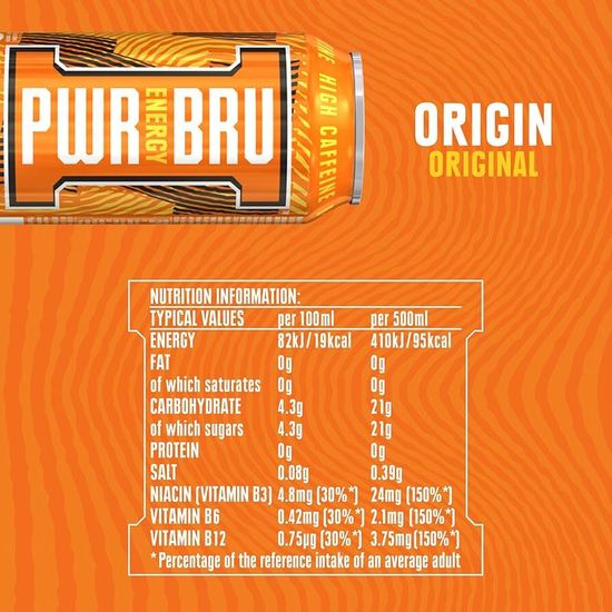 Энергетический напиток PWR BRU Original (Оригинал) 500мл (Великобритания)