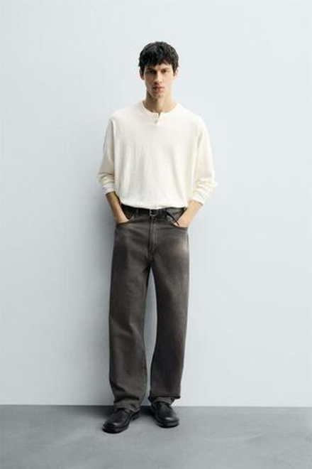 ZARA ДЖИНСЫ ПРЯМОГО КРОЯ RELAXED FIT, МЯГКИЙ СЕРЫЙ