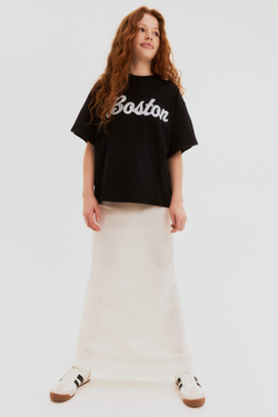 H&M Футболка оверсайз с принтом, черный