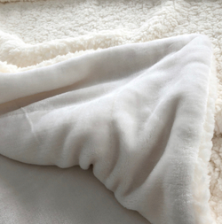 Плед двуспалка Белый (айвори) Барашка Велюр-Плюш 200х220