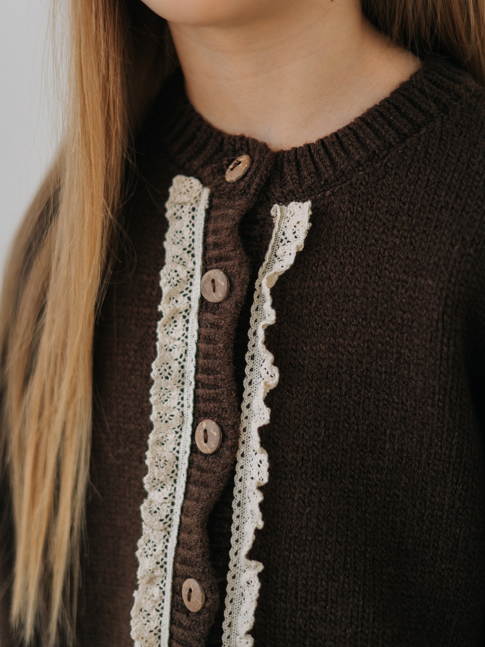Кардиган вязаный с рюшкой, Шоколад