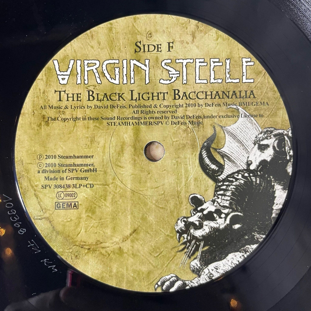 Винтажная виниловая пластинка LP Virgin Steele The Black Light Bacchanalia (Germany 2010)