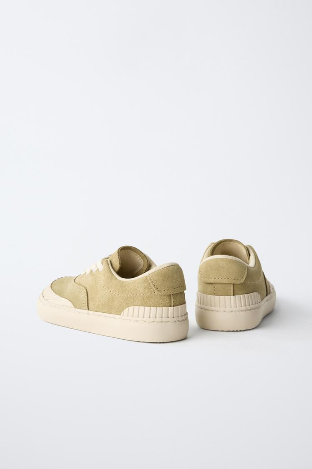 ZARA КОЖАНЫЕ КЕДЫ, ЗЕЛЕНЫЙ ХАКИ