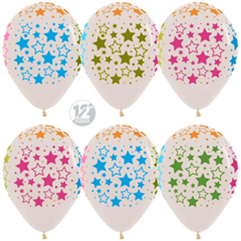 S 12'' Звезды Прозрачный (390) неон флюор