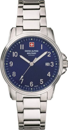 С браслетом Мужские наручные часы с серебряным браслетом Swiss Alpine Military 7011.1135 mens 40mm 10ATM