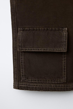 ZARA ШОРТЫ КАРГО OVERDYE, ЧЕРНЫЙ