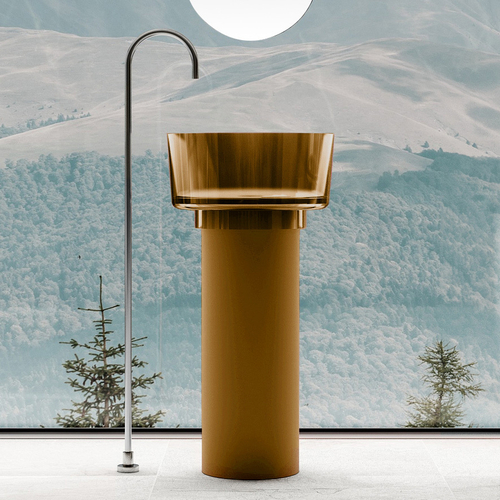 Раковина отдельностоящая прозрачная ABBER Kristall AT2702Vesuvian-H оливковая