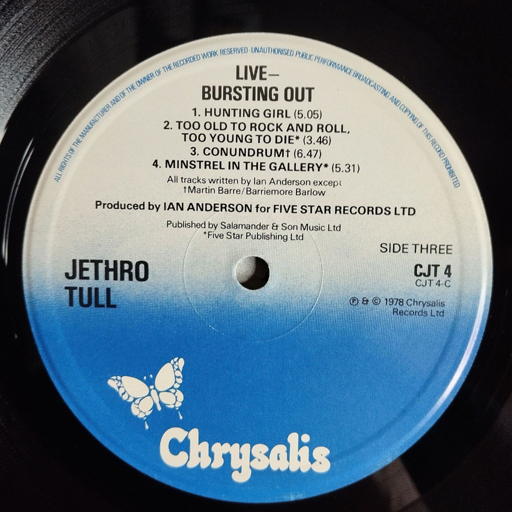 Винтажная виниловая пластинка LP Jethro Tull Live Bursting Out (UK 1978)