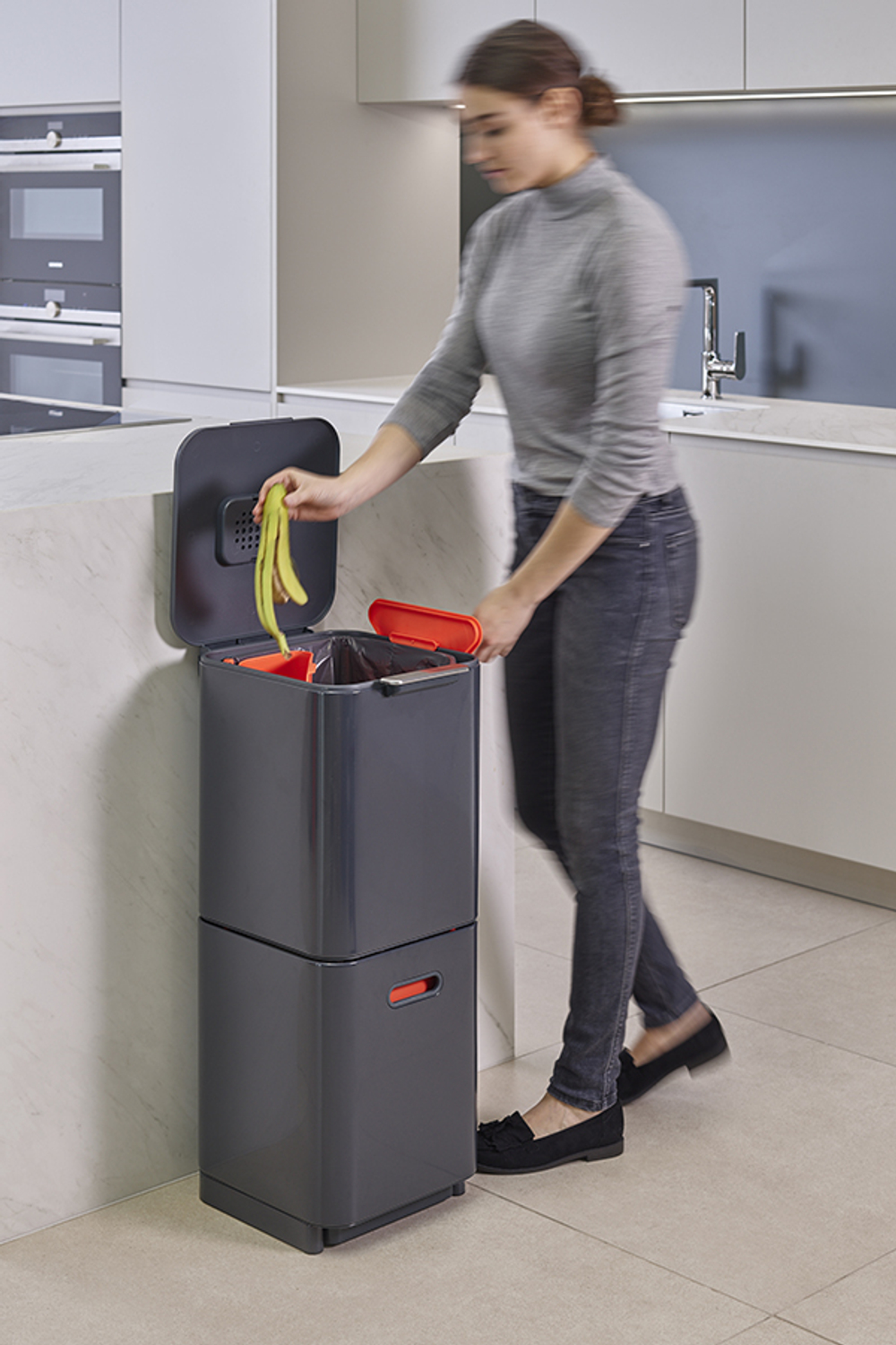 Контейнер для мусора с двумя баками Totem Compact 40 л графит, Joseph Joseph