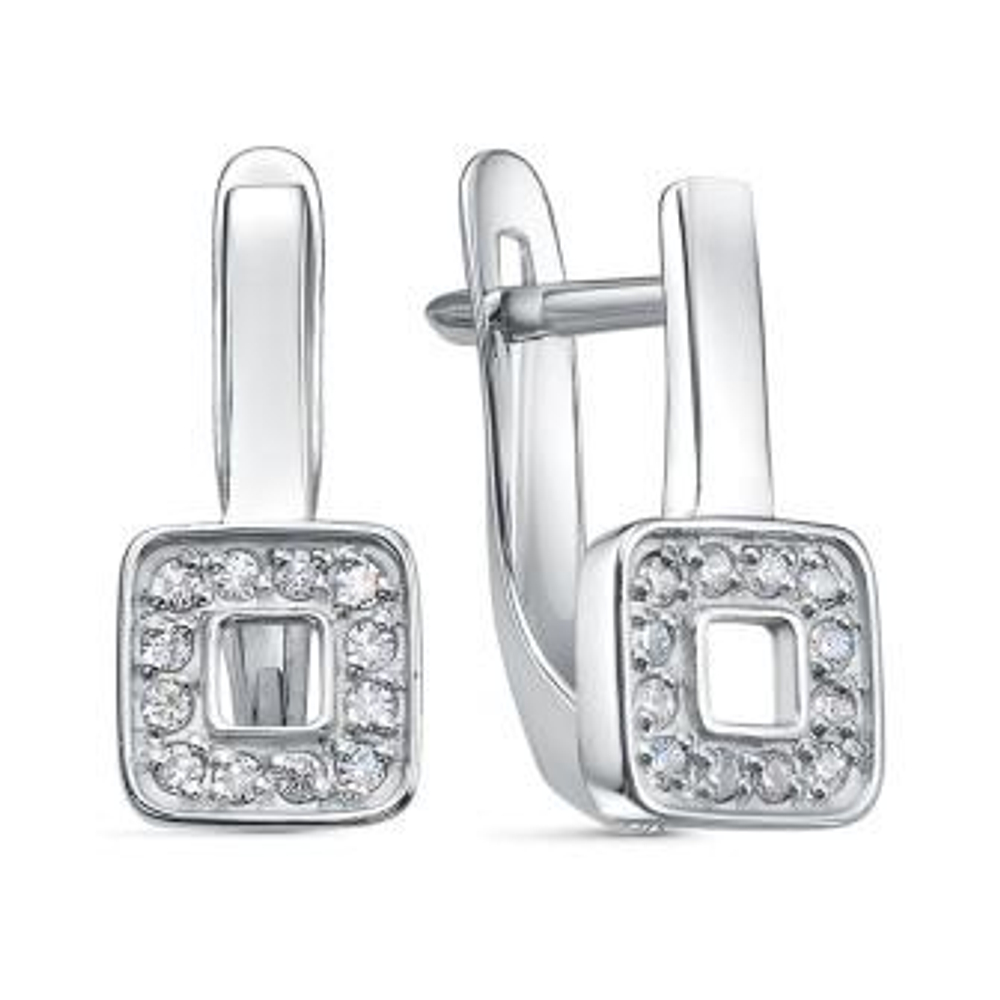Серьги из серебра с фианитами