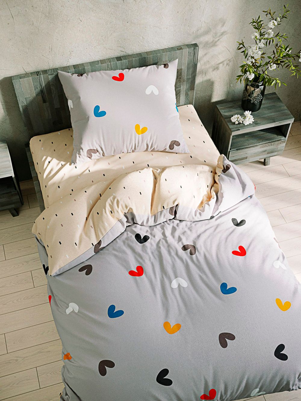 Постельное белье полисатин Simple House "Lazar/Lazar (компаньон)" 1,5-сп Наволочка 50х70 см 1 шт Простынь 150x215 см Пододеяльник 145x215 см