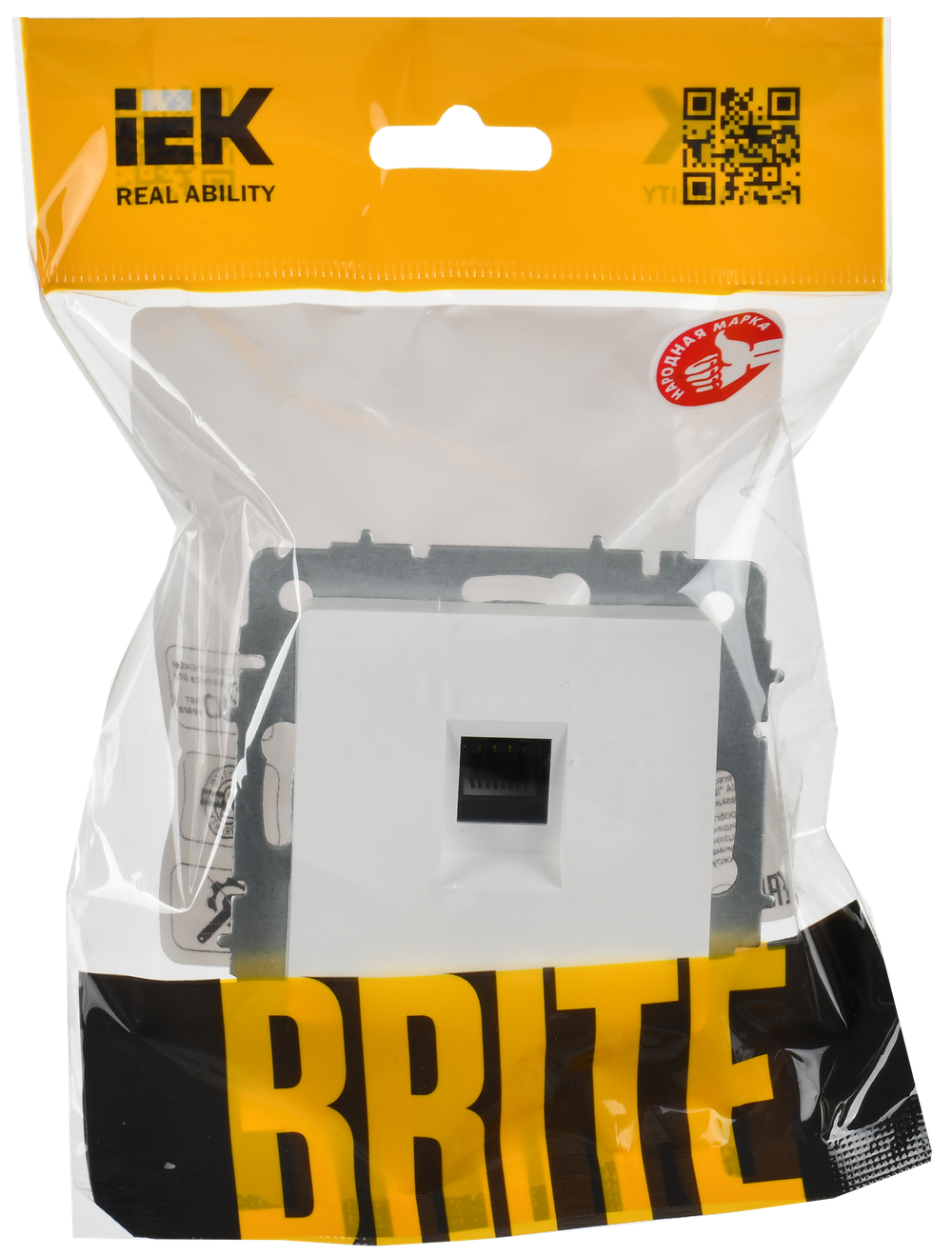 BRITE Розетка компьютерная RJ45 кат.6 РК11-БрАБ арктический белый IEK