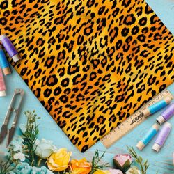 Ткань премиум сатин звериный леопардовый принт