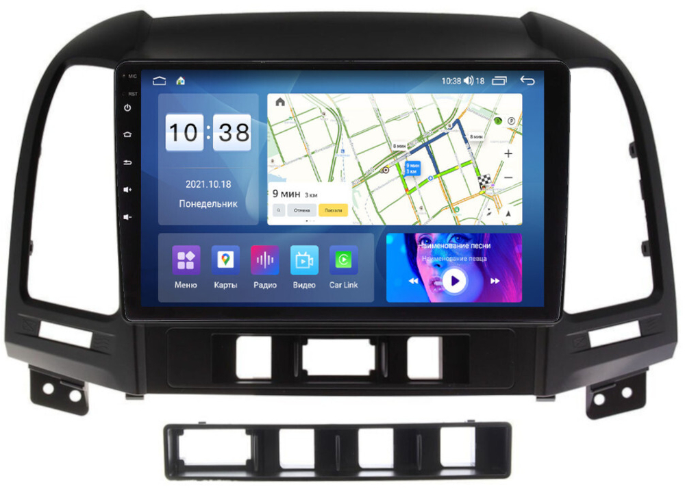 Магнитола для Hyundai Santa Fe 2006-2012 - Parafar PF208UHD на Android 13, QLED, ТОП процессор, 8Гб+128Гб, CarPlay, 4G SIM-слот