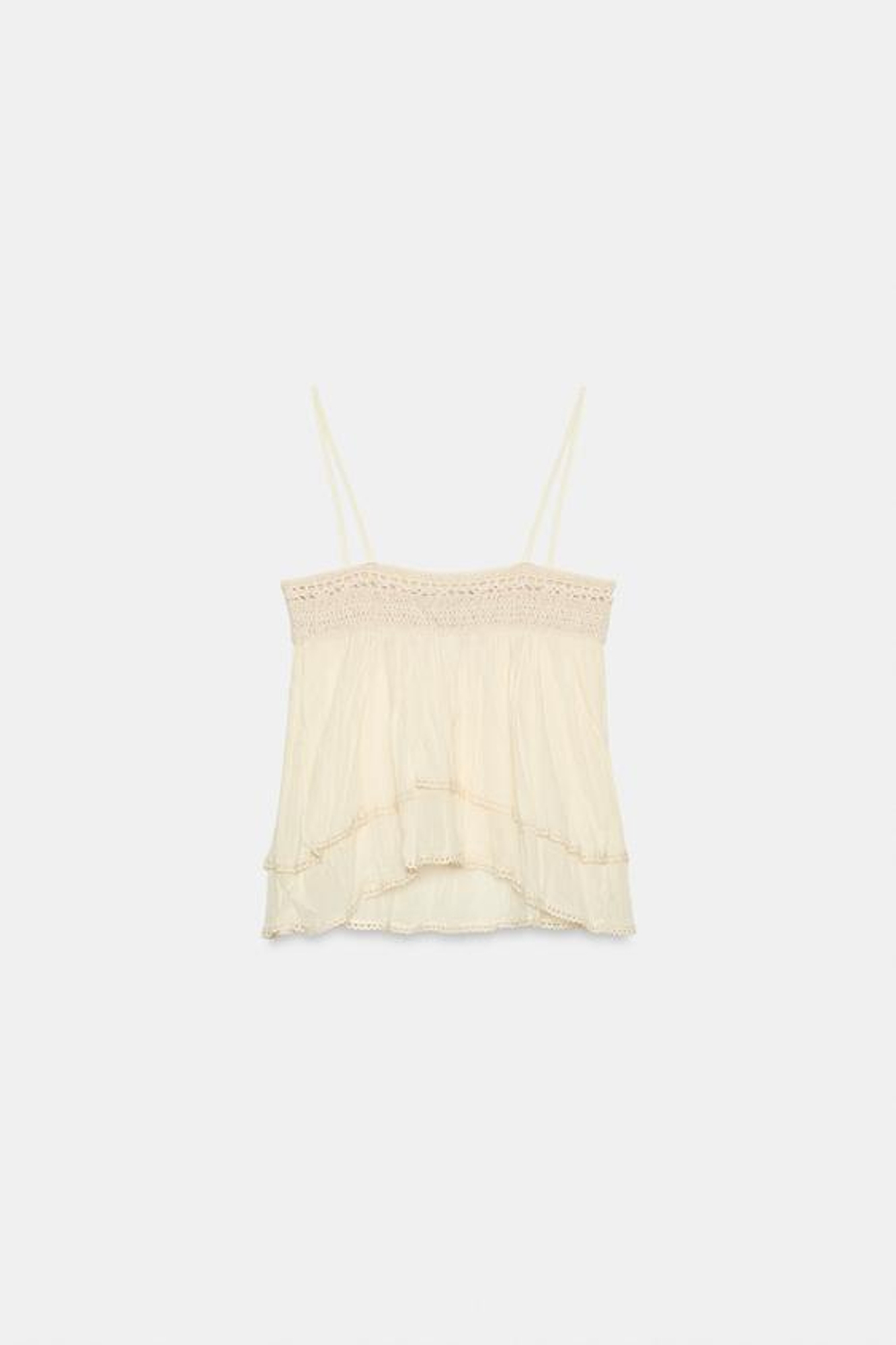 ZARA РОМАНТИЧНЫЙ ТОП НА БРЕТЕЛЯХ, ЭКРЮ
