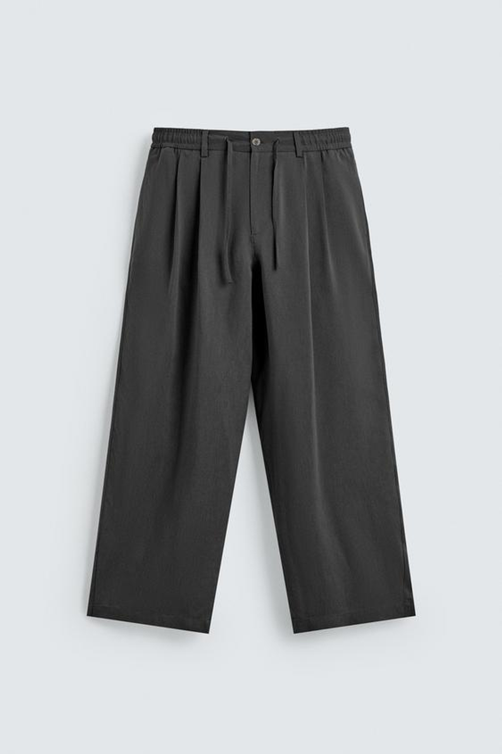 ZARA СТРУЯЩИЕСЯ БРЮКИ СО СКЛАДКАМИ, СЕРЫЙ