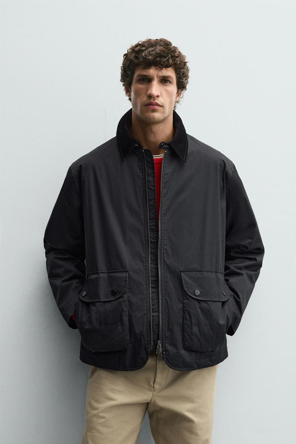 ZARA ПАРКА С КОМБИНИРОВАННЫМ ВОРОТНИКОМ, ТЕМНО-СЕРЫЙ