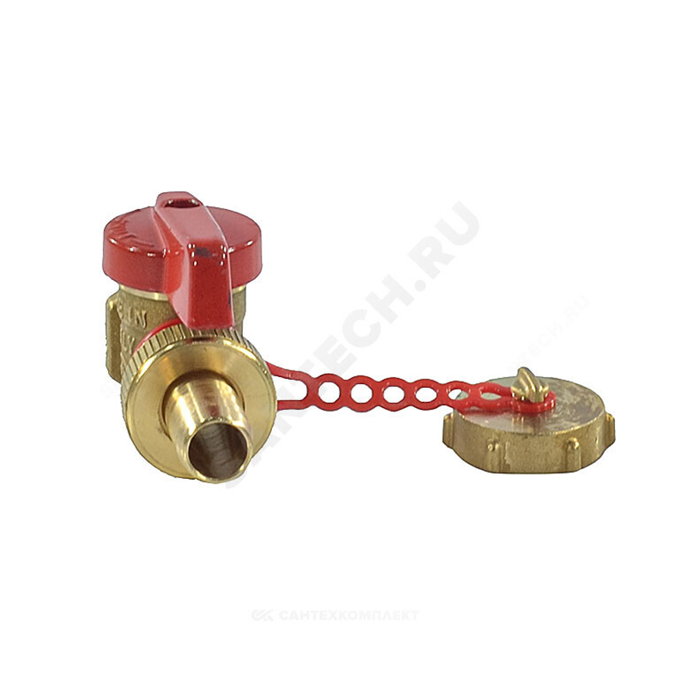 Кран шаровой латунь сливной R608D Ду 15 Ру10 НР/штуц 1/2" флажок красный с заглушкой Giacomini R608DY053