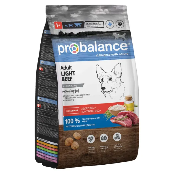 Сухой корм ProBalance Adult Light Beef для взрослых собак всех пород с говядиной