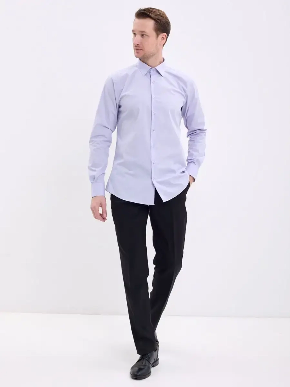 Рубашка на высокий рост LONG SLIM FIT с длинным рукавом, лавандовая