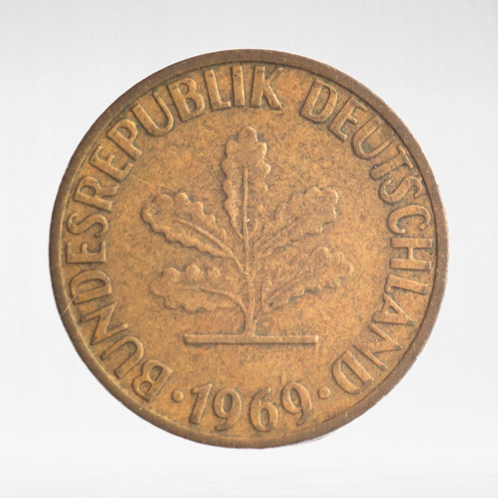 Germany, 5 Pfennigs, 1969, (Stuttgart Mint - "F"), VF