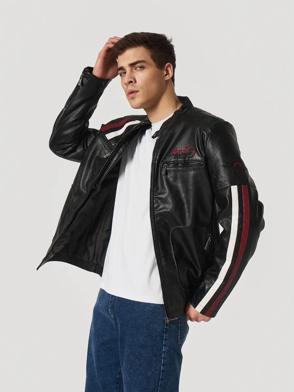 Кожаная мото куртка