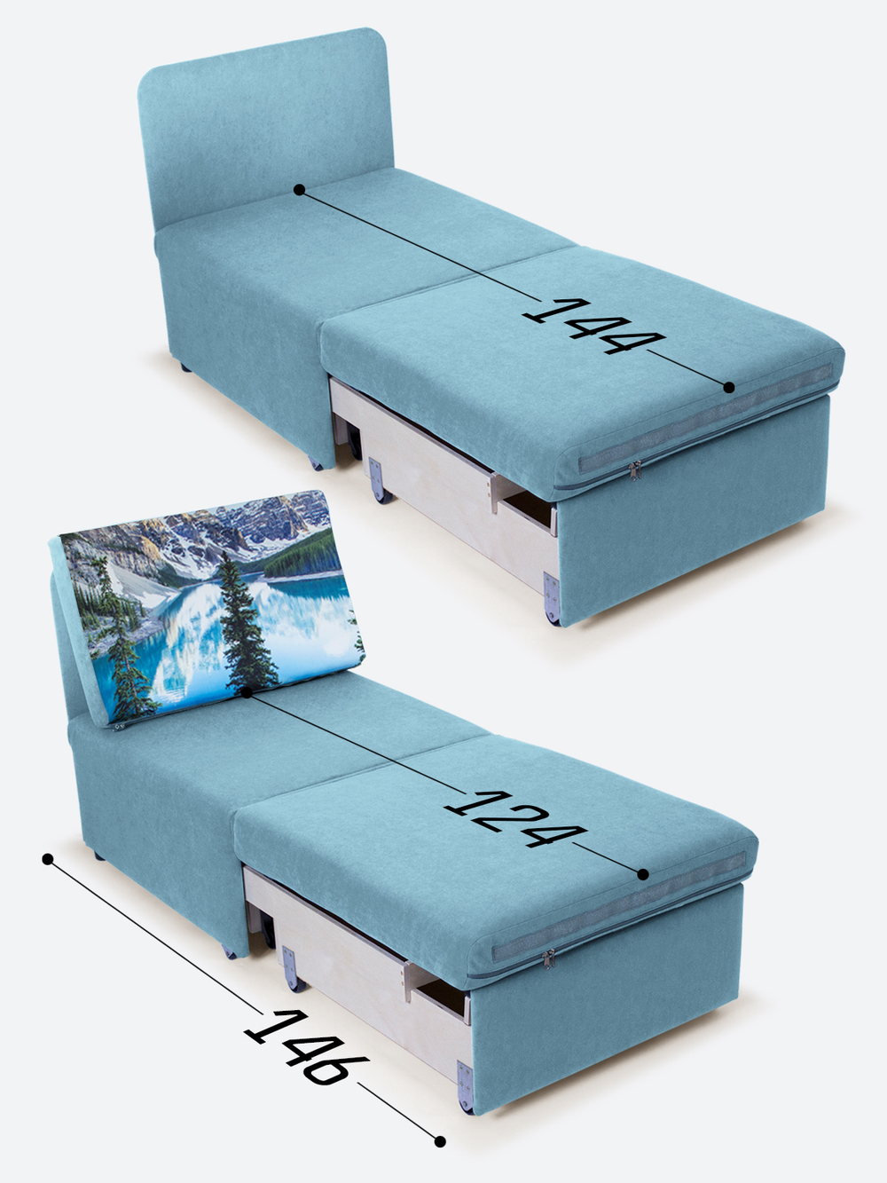 Кресло-кровать "Миник", купон Пейзаж