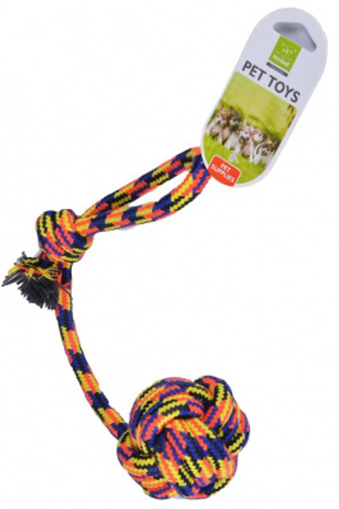 Игрушка NUNBELL для собак мяч на веревке вязаный большой 46х10см микс (31019-0211)