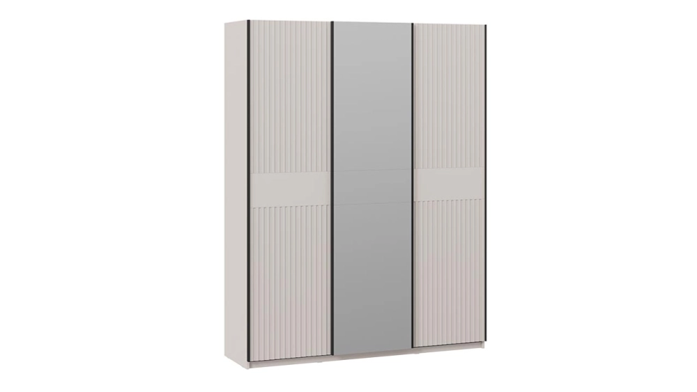 Шкаф-купе Оскар Хилтон 3-х дверный с зеркалом 177 кашемир / кашемир сатин / ручка черная