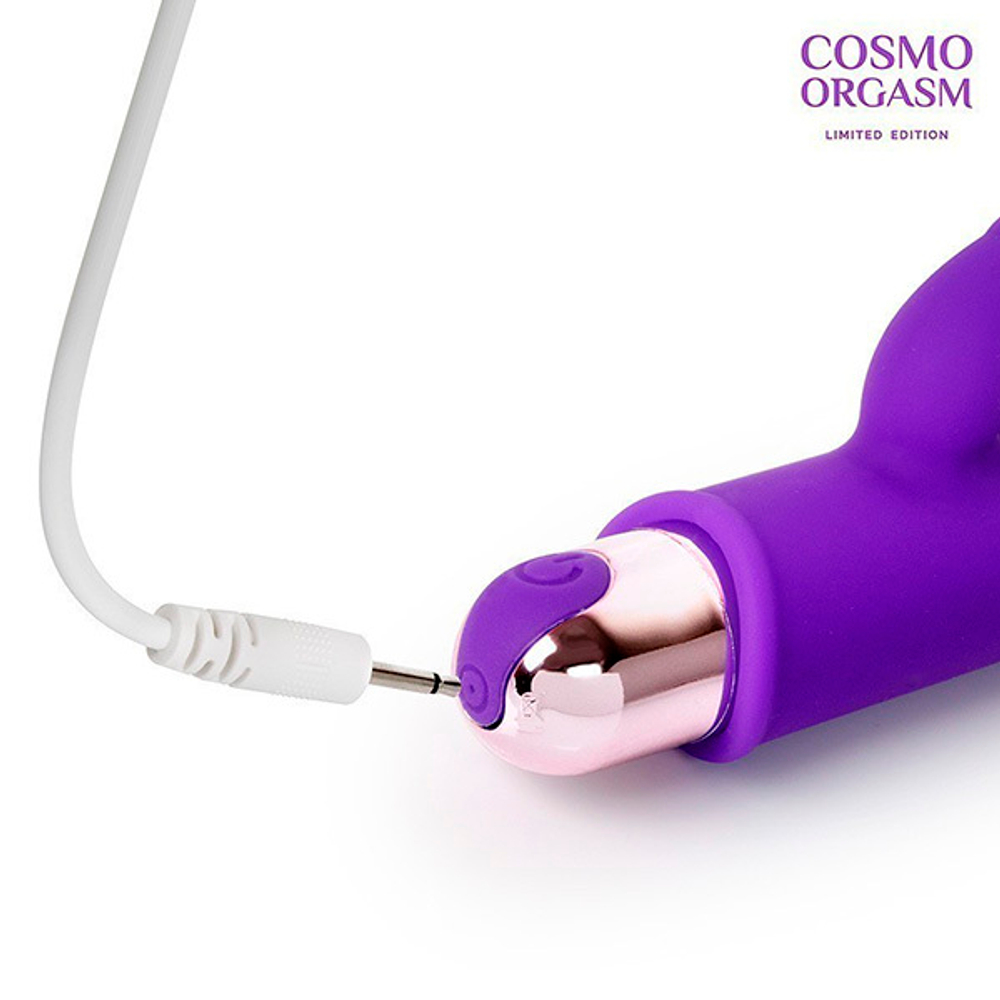Фиолетовый мини-вибратор с клиторальным зайчиком 14см Bior Toys Cosmo Orgasm CSM-23167