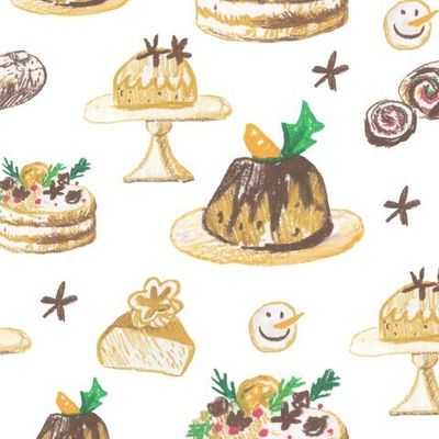 Бесшовный паттерн с рождественской едой восковыми мелками