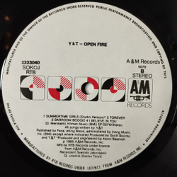 Винтажная виниловая пластинка LP Y and T Open Fire (Югославия 1985)