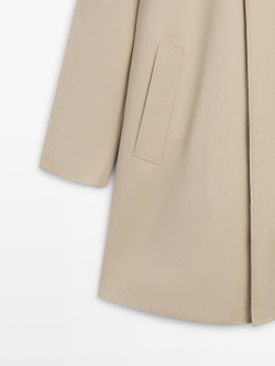 Massimo Dutti Хлопковый клетчатый тренч с внутренней отделкой, бежевый