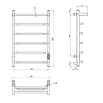 Полотенцесушитель MIXLINE MIRA  80х50 (таймер, 336 Вт, 5 перекладин + ПОЛКА) электрический БЕЛЫЙ