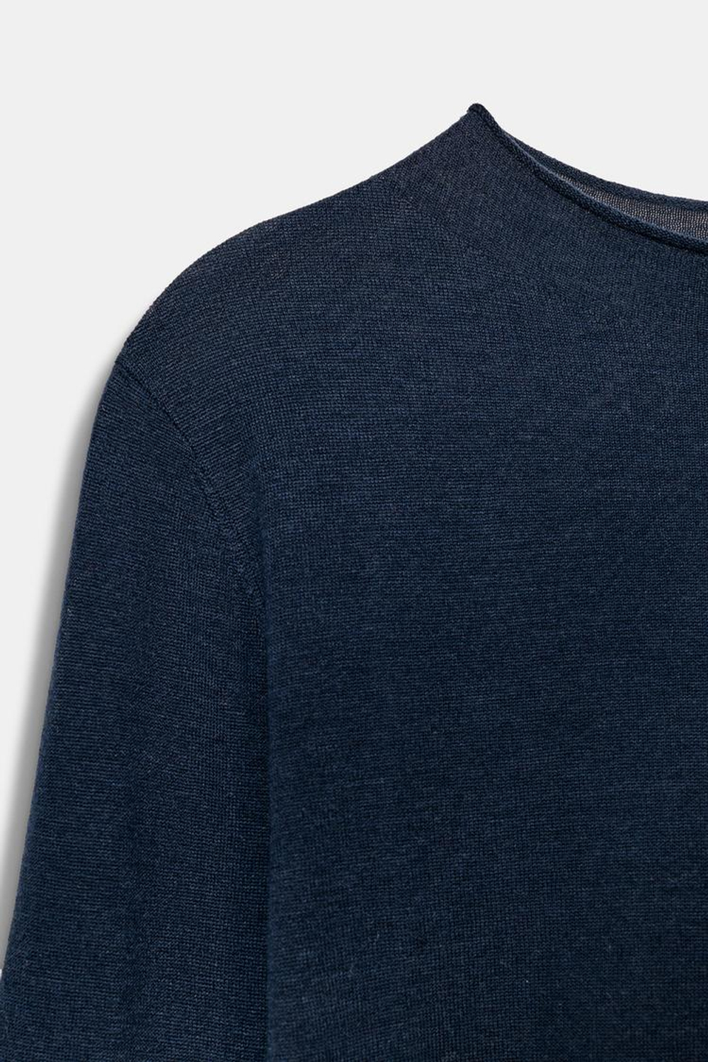 ZARA УЛЬТРАТОНКИЙ ТОП ИЗ ШЕРСТИ И ШЕЛКА, МОРСКОЙ СИНИЙ