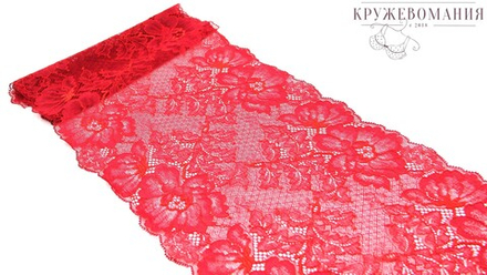 Эластичное кружево, красный, 22,5 см (Артикул: EK-1027), м