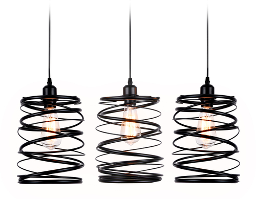 Подвесной светильник в стиле лофт TR8403/3 BK черный E27/3 max 60W 720*180*1000