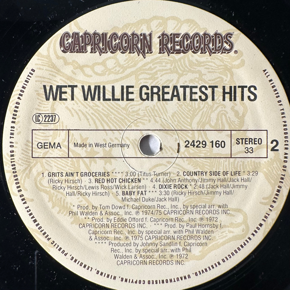 Wet Willie ‎– Wet Willie Greatest Hits (Германия 1977г.)
