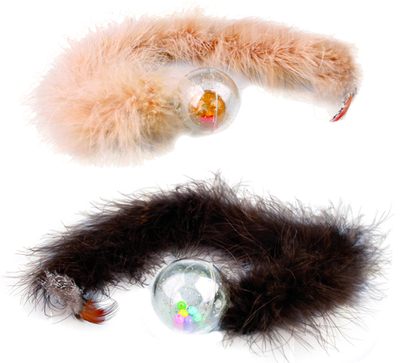 Игрушка для кошек Боа с шариком и перьями, 45 см, плюш, в ассортименте, Flamingo