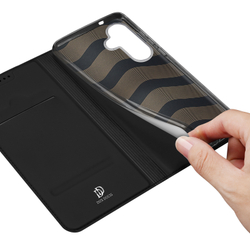 Чехол книжка из PU кожи черного цвета от Dux Ducis для Samsung Galaxy S25+, серия Skin Pro Series Case