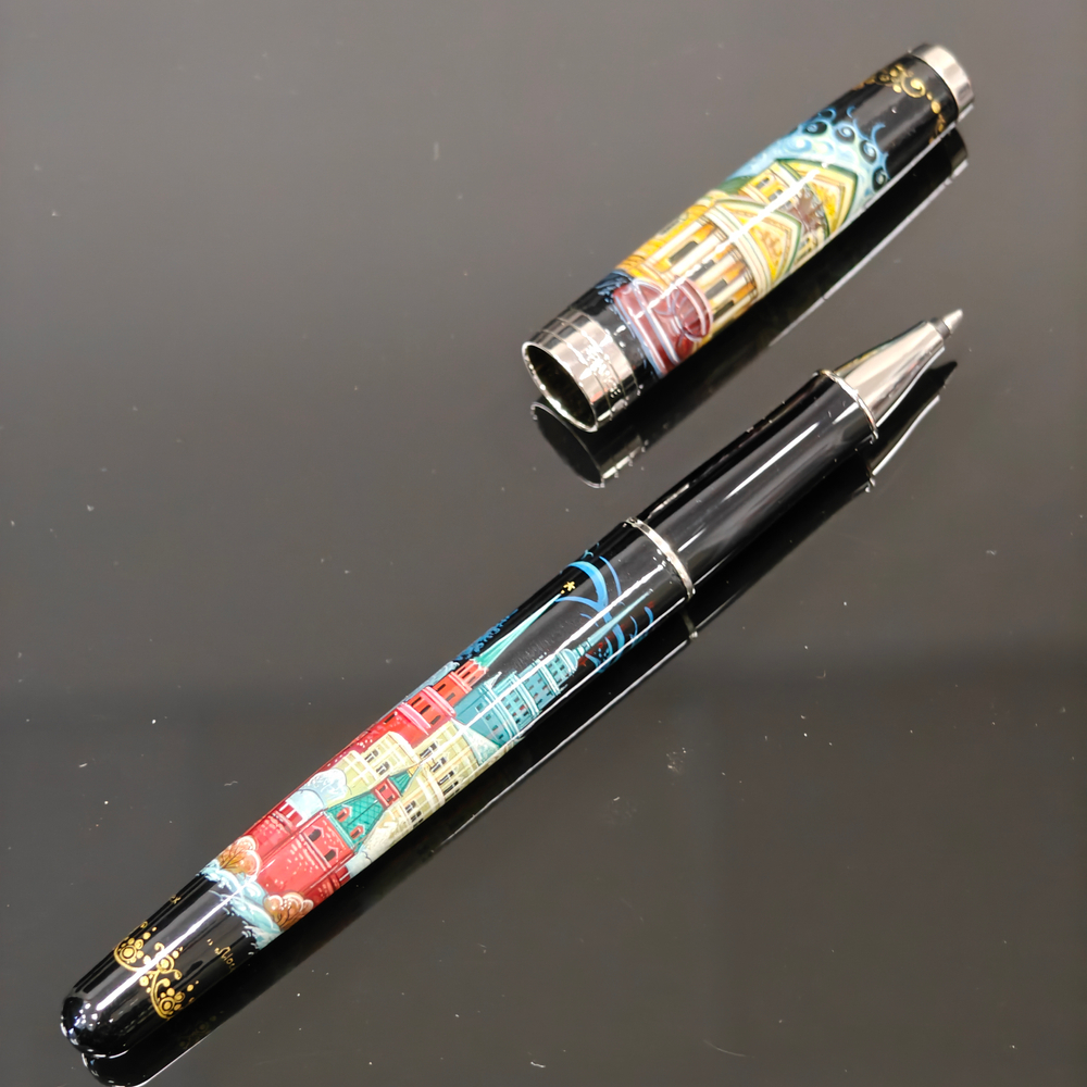 Коллекционная ручка роллер Parker Sonnet с колпачком "Москва" с ручной росписью в футляре