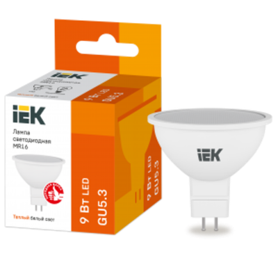 Лампа светодиодная MR16 софит 9Вт 230В 3000К GU5.3 IEK