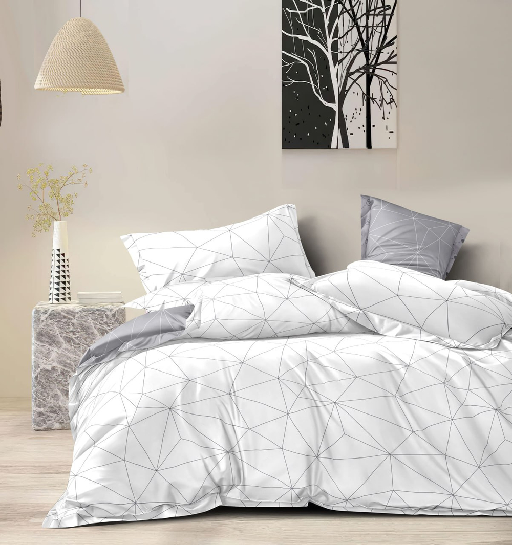 Комплект постельного белья 2-сп с простыней на рез.160Х200 ПОПЛИН "2617 ЕМ" (нав. 50х70 или 70х70)