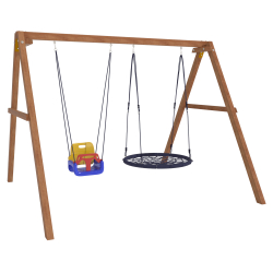 Деревянные качели с качелями гнездо 100 см и качелями со спинкой P911-7